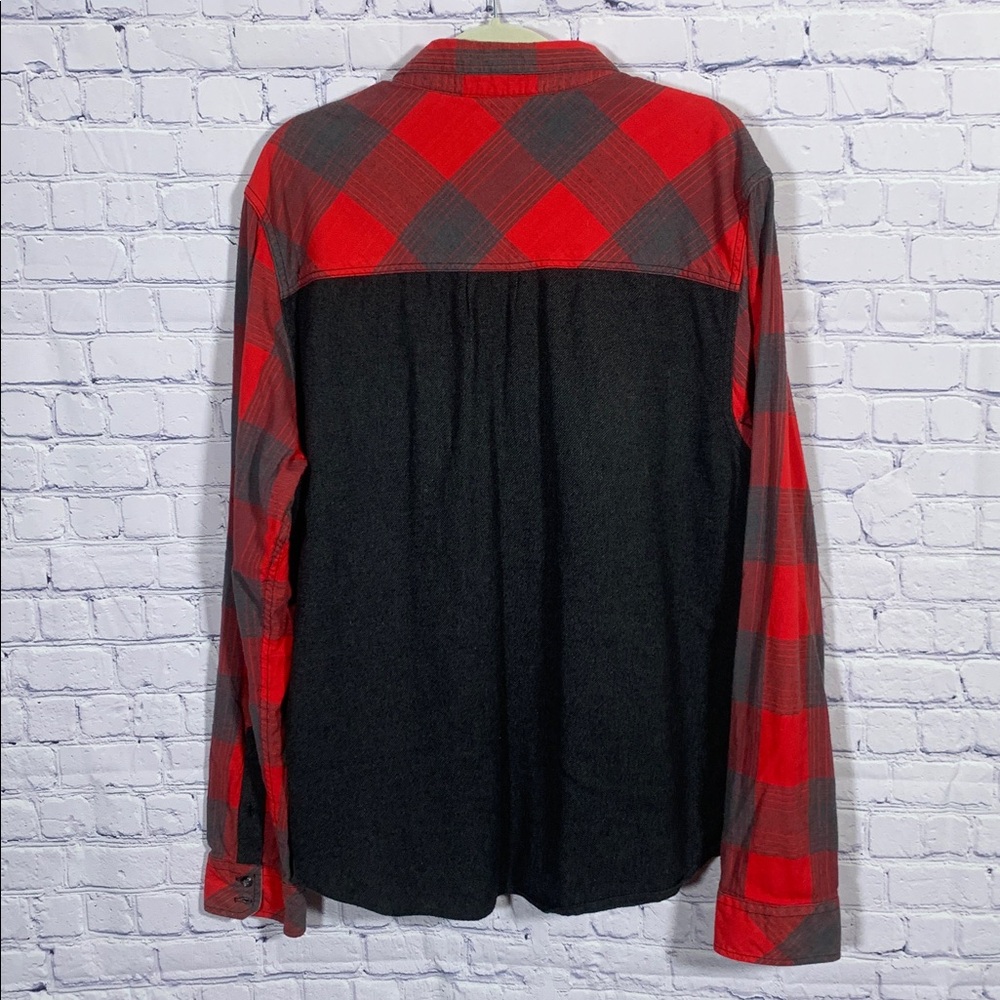 Kavu Mens VTG Color Block Plaid Button Down Red Gray Size XL Outdoor Hiking - Picture 5 of 5